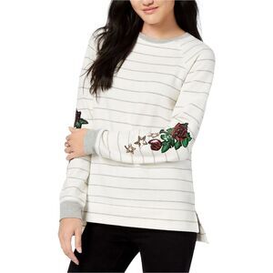 Carbon Copy Womens Striped Sweatshirt, naturalgry, XL